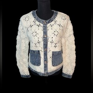 MB crochet jacket with denim trim XS